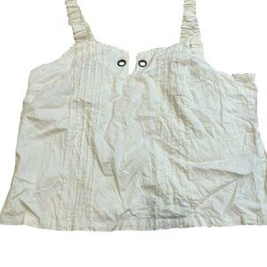 White Ruched Strap Tank Top